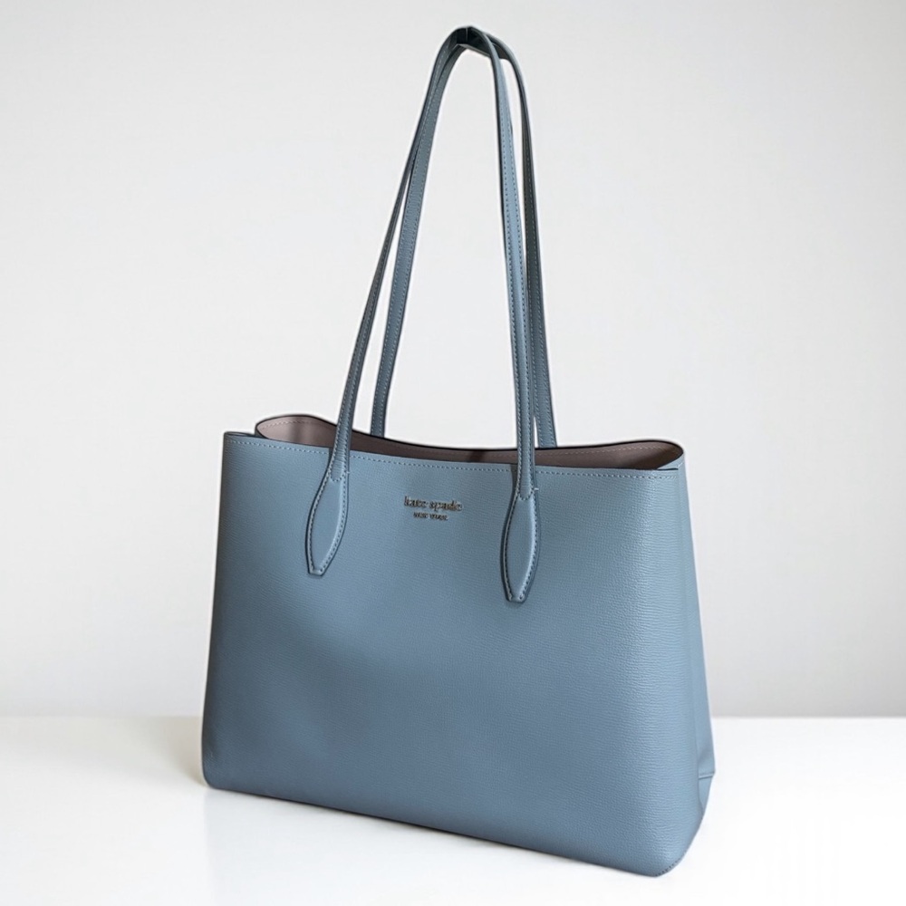 Authentic Kate Spade Blue Crossgrain Leather Tote Bag! - Picture 2 of 15